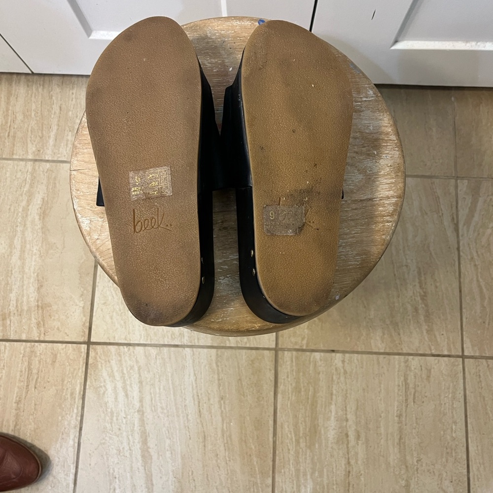 beek Pelican Leather Platform Black Women's Slide Sandals - Picture 16 of 16